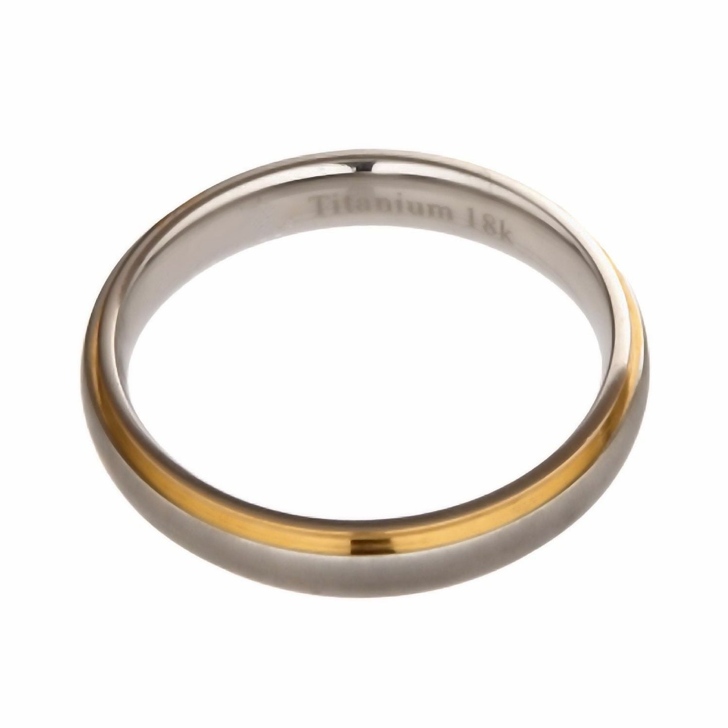 Titanium Wedding Ring 18k Gold Plated Edges Comfort Fit Band 4mm