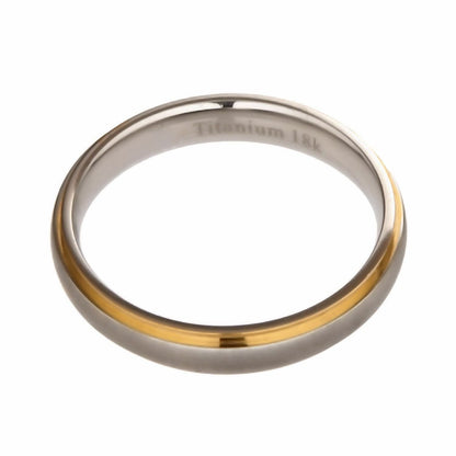 Titanium Wedding Ring 18k Gold Plated Edges Comfort Fit Band 4mm