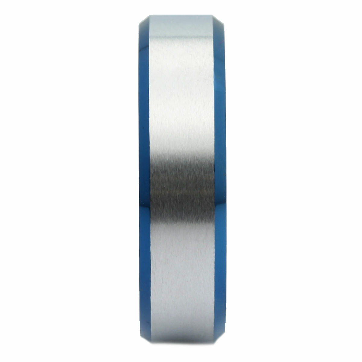 White Tungsten Carbide Blue Plated Edges Wedding Band 6mm  Ring
