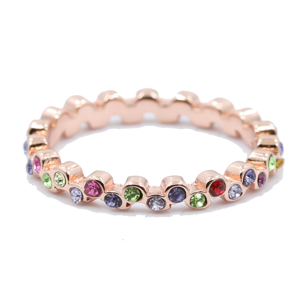 Rose Gold Plated Stackable Wedding Band Cubic Zirconia Ring