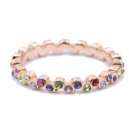 Rose Gold Plated Stackable Wedding Band Cubic Zirconia Ring