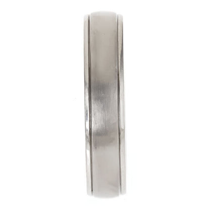 5mm or 7mm Brushed Polished Grooved Edges Titanium Wedding Band Comfort Fit Ring