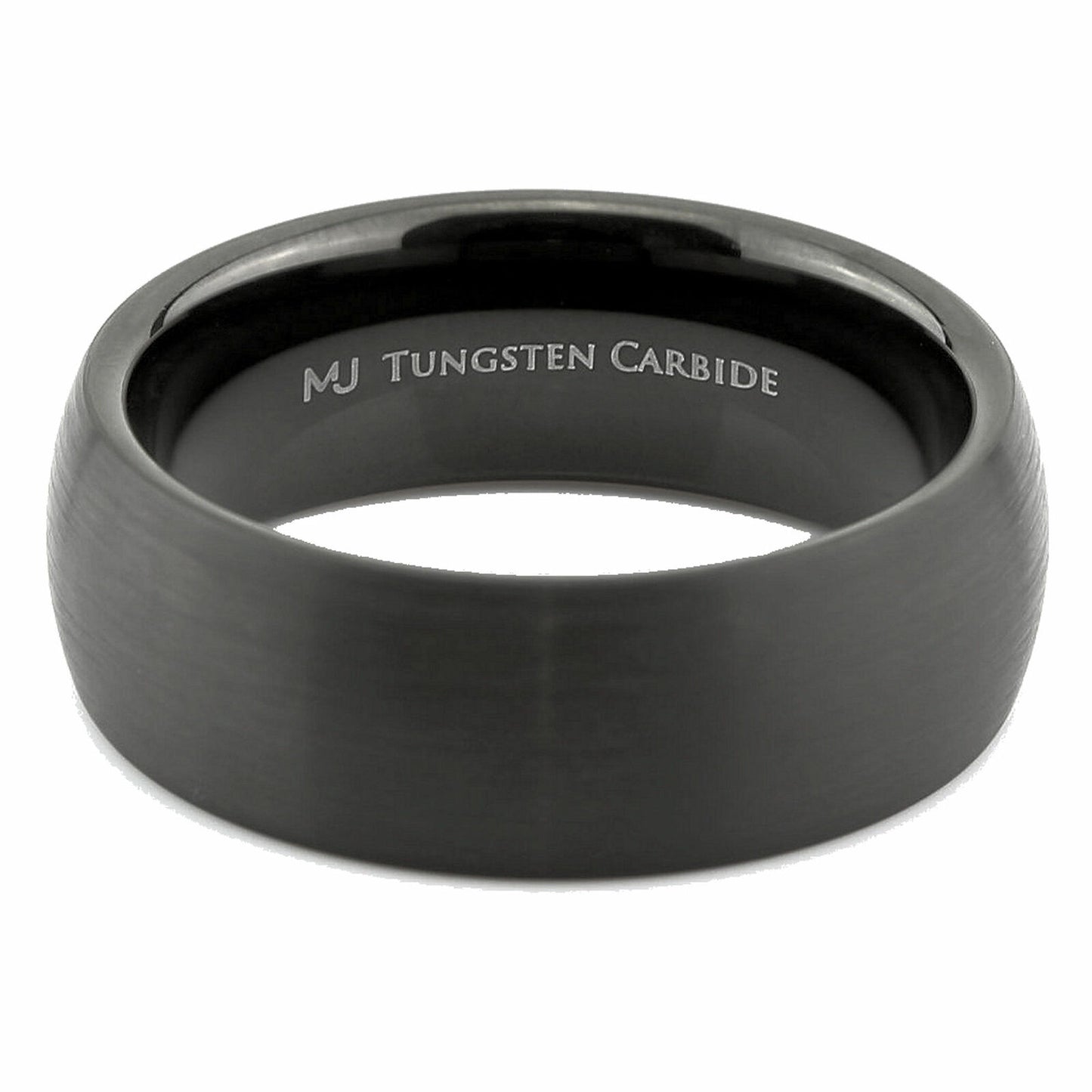 Black Plated Tungsten Carbide Half Dome Design 6mm or 8mm Wedding Band Ring