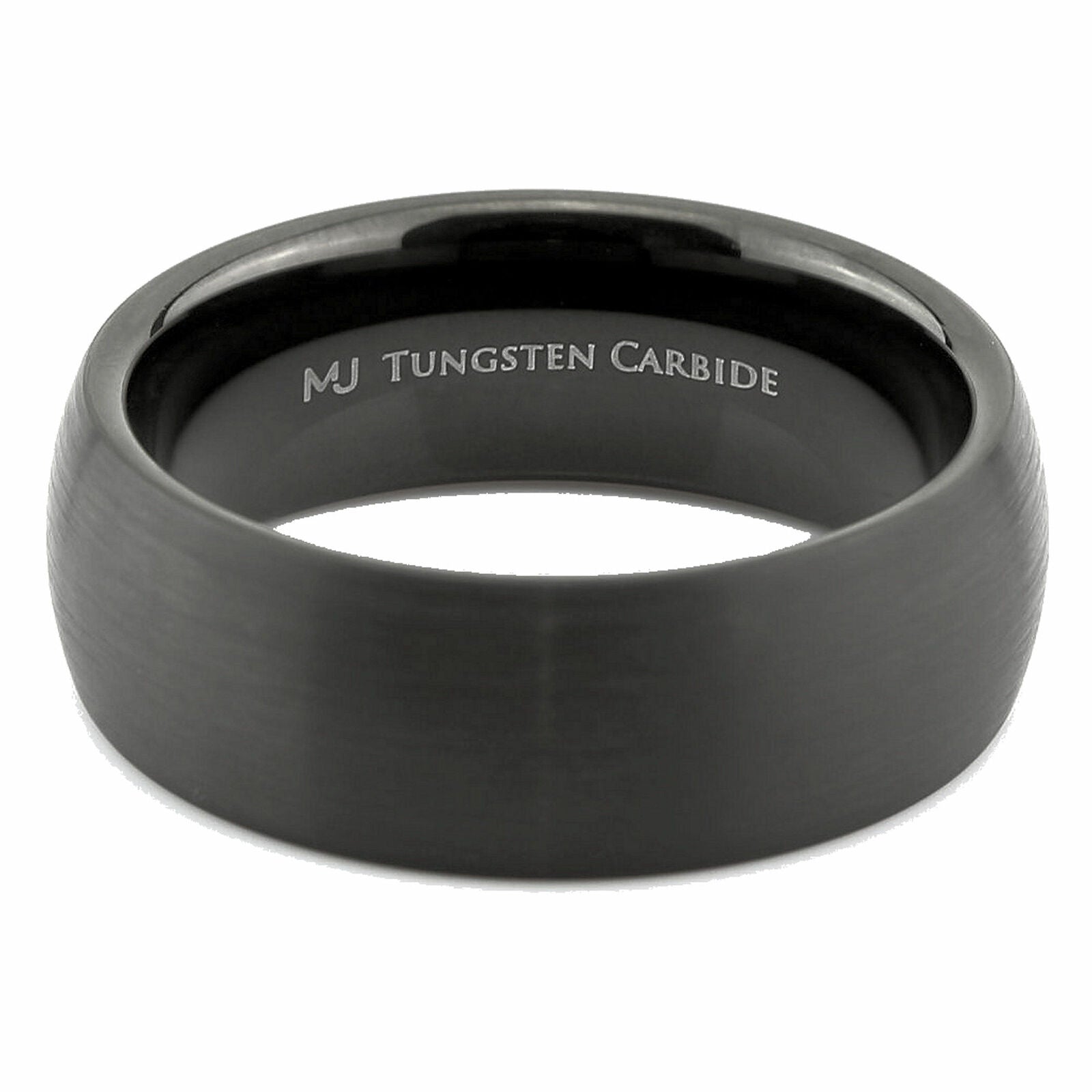 Black Plated Tungsten Carbide Half Dome Design 6mm or 8mm Wedding Band Ring
