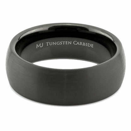 Black Plated Tungsten Carbide Half Dome Design 6mm or 8mm Wedding Band Ring