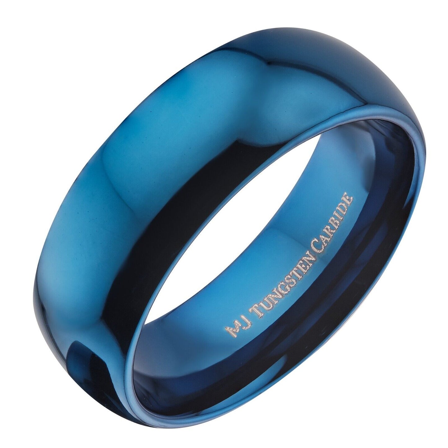 3, 5, 6, or 8mm Blue Plated Inside and Outside Tungsten Carbide Wedding Ring