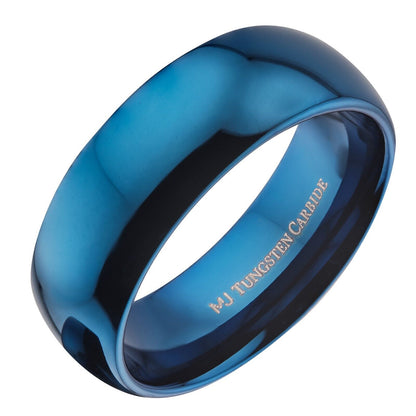 3, 5, 6, or 8mm Blue Plated Inside and Outside Tungsten Carbide Wedding Ring