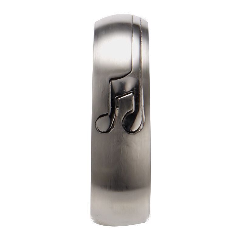 Musical Note Puzzle Ring 6mm 8mm  comfort fit 316L Surgical Stainless Steel Band