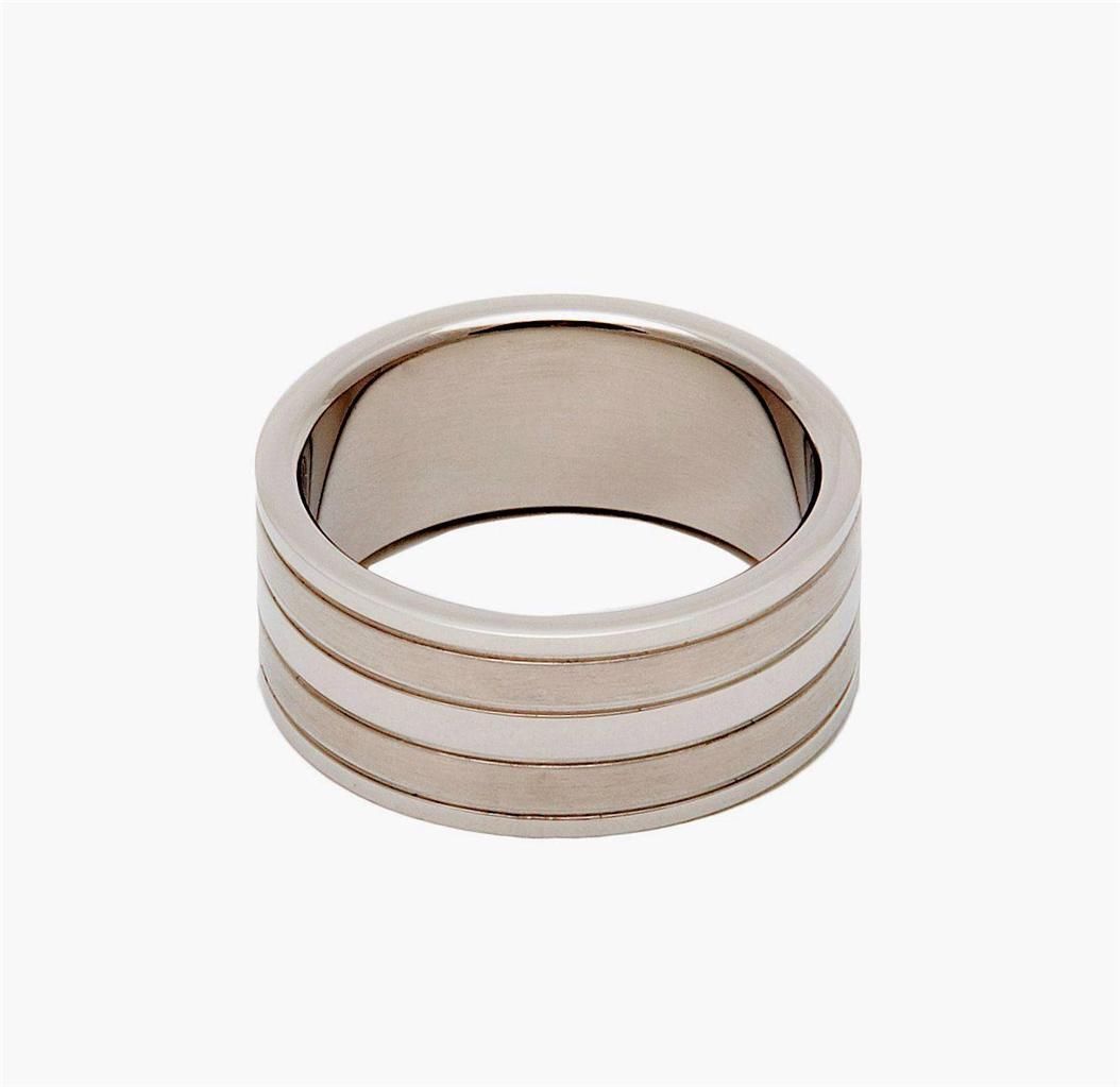 316L Surgical Grade Stainless Steel Ring 2 tone 10mm WIDE Sizes 7 - 13