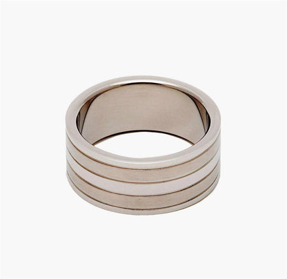 316L Surgical Grade Stainless Steel Ring 2 tone 10mm WIDE Sizes 7 - 13