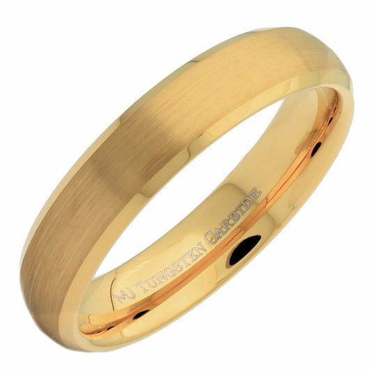 5mm Gold Plated Tungsten Carbide Brushed Curve with Polished Edge Ring