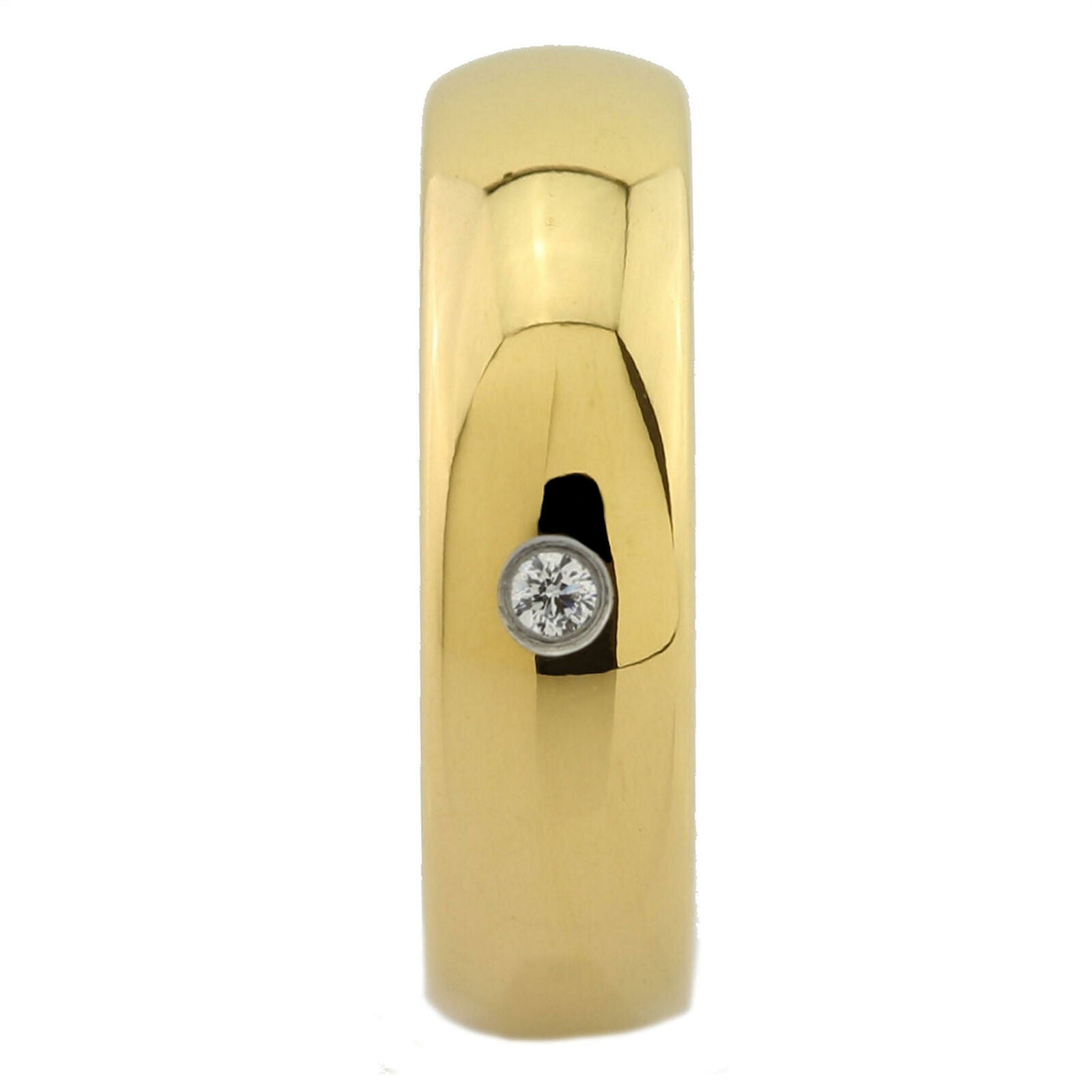 4, 6 or 8mm Gold Plated Tungsten Carbide Band Classic Half Dome Single CZ Ring