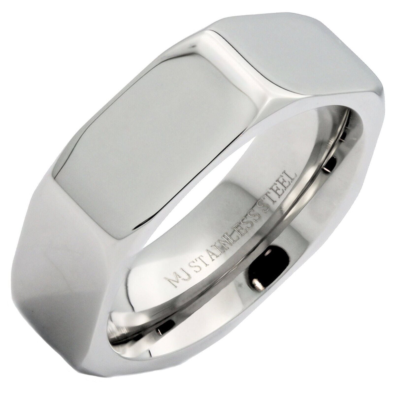 Stainless Steel Black Plated or Polished Finish Nut Style Ring 4mm 6mm or 8mm