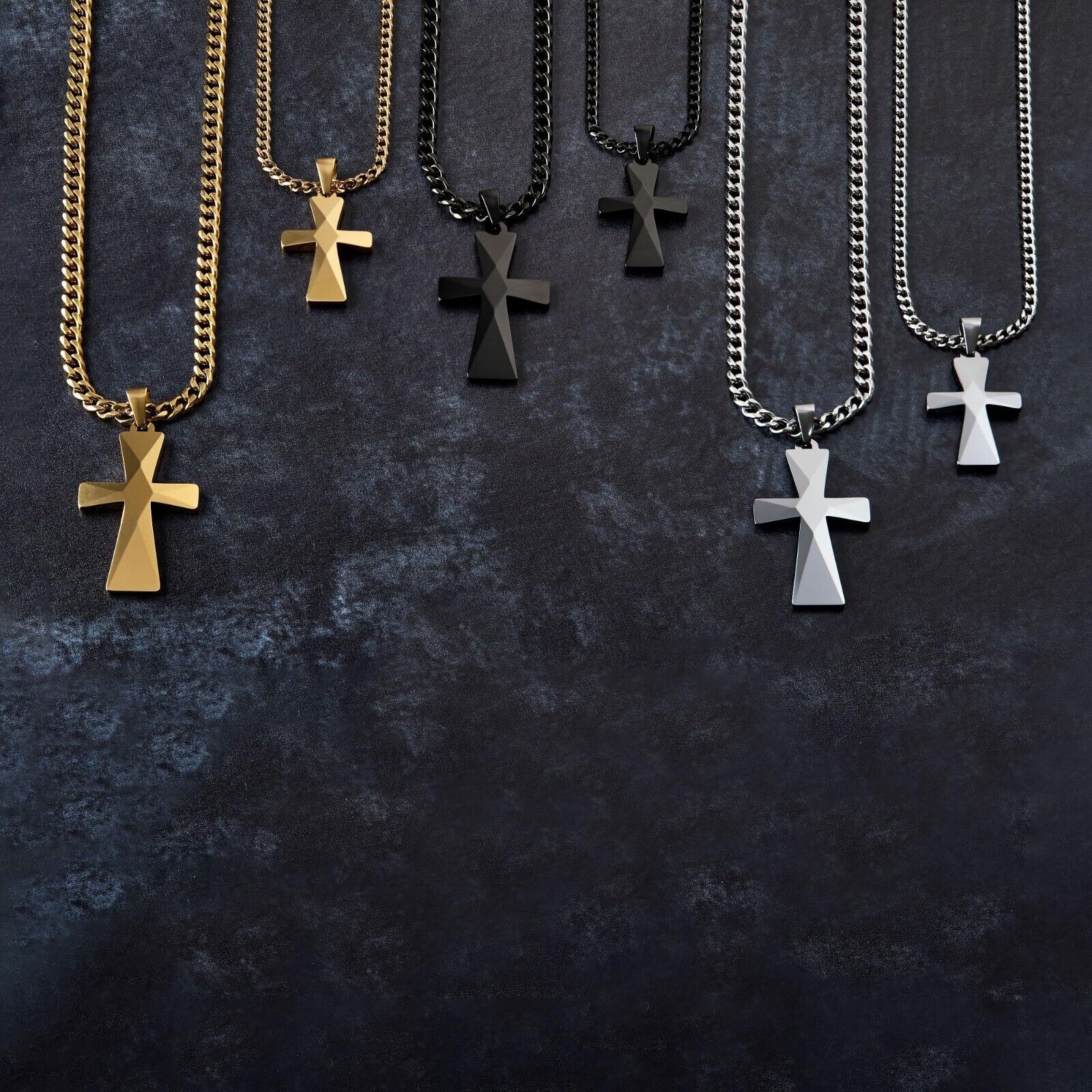 Tungsten Carbide Cross Pendants 16"-28" Stainless Steel Cuban Chain