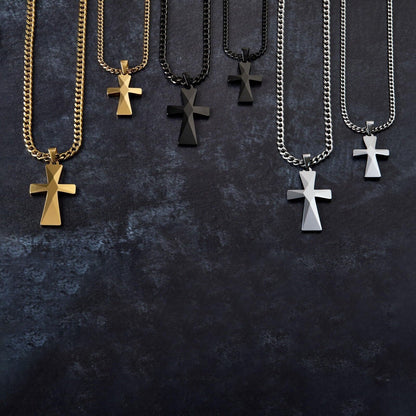 Tungsten Carbide Cross Pendants 16"-28" Stainless Steel Cuban Chain