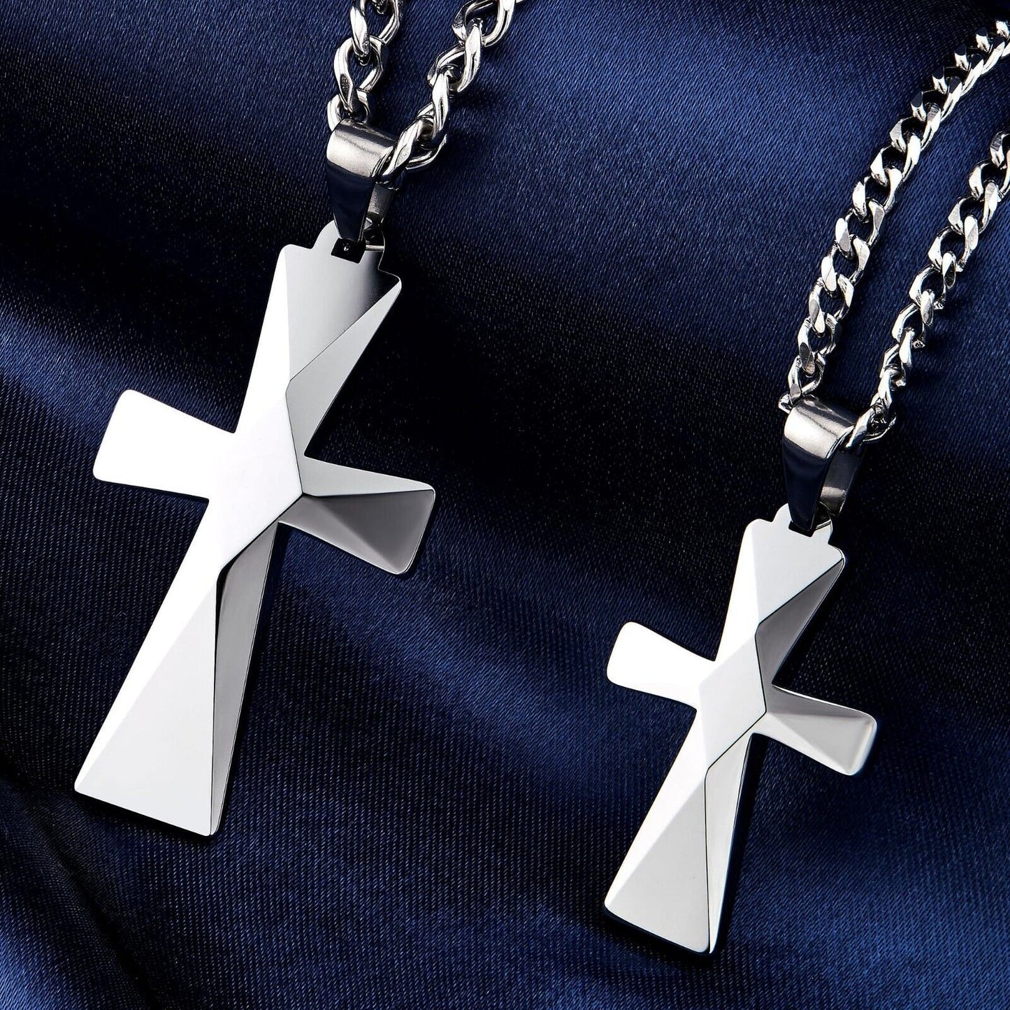 Tungsten Carbide Cross Pendants 16"-28" Stainless Steel Cuban Chain