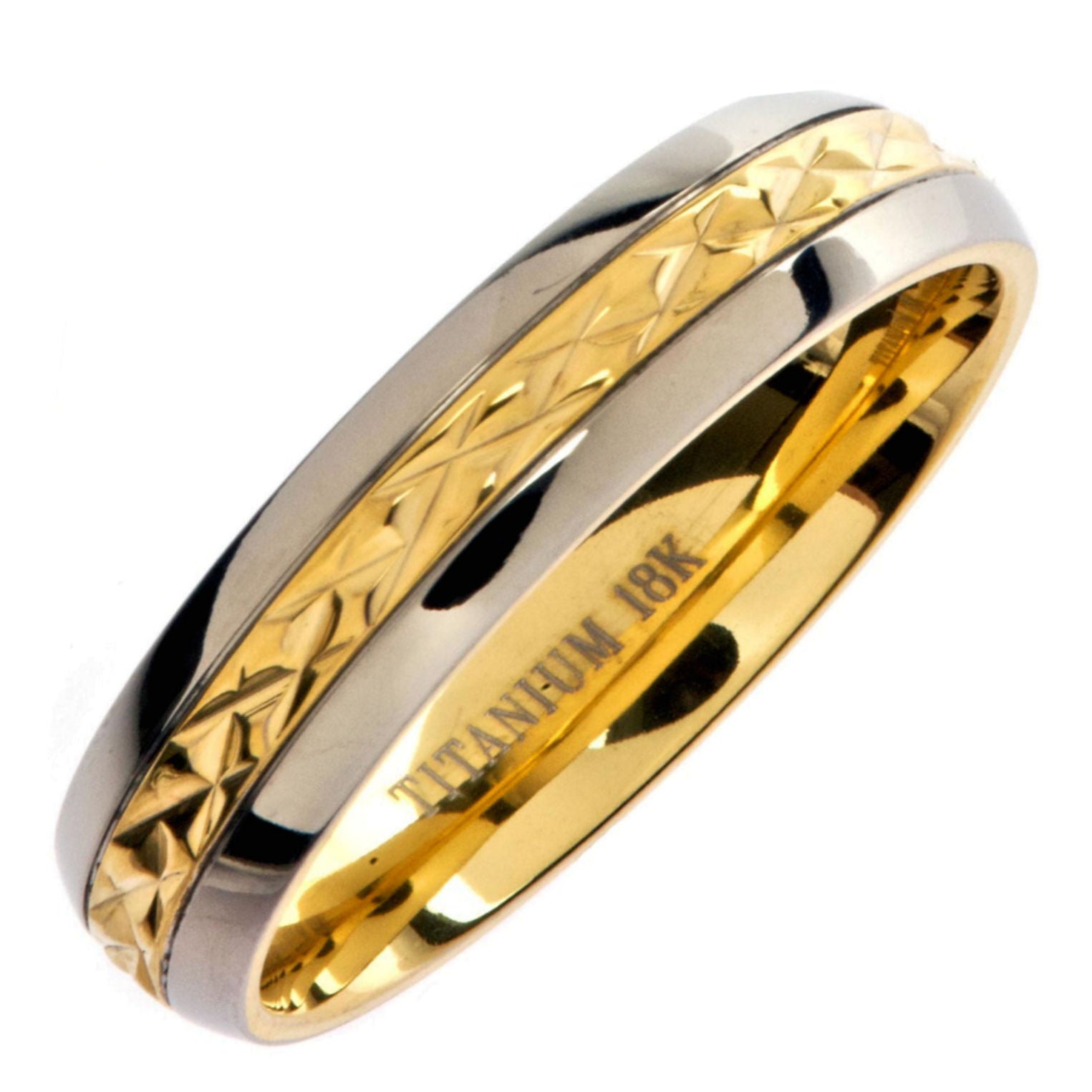 5mm or 7mm 14K Gold Plated Wedding Band Titanium Band Comfort Fit Ring