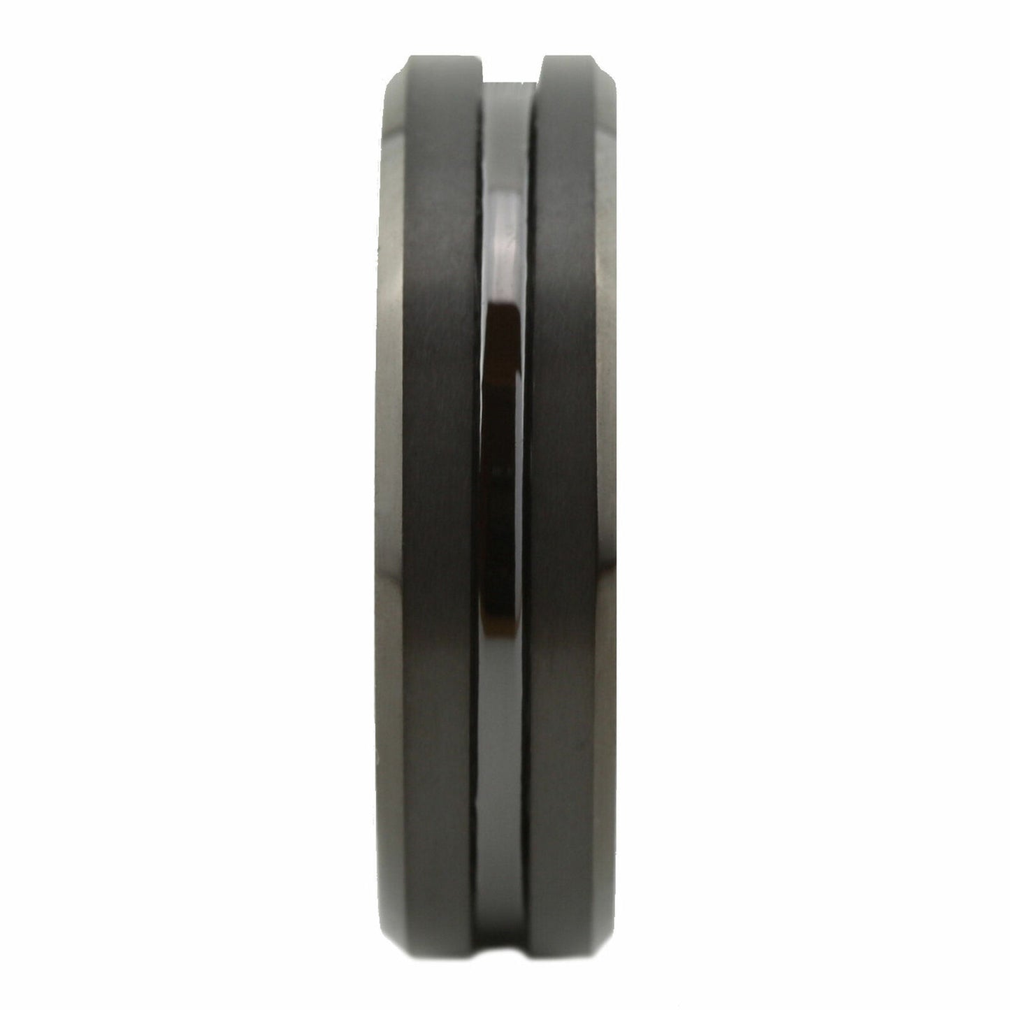Tungsten Carbide 6mm or 8mm Wedding Band Center Grooved Black Plated Ring