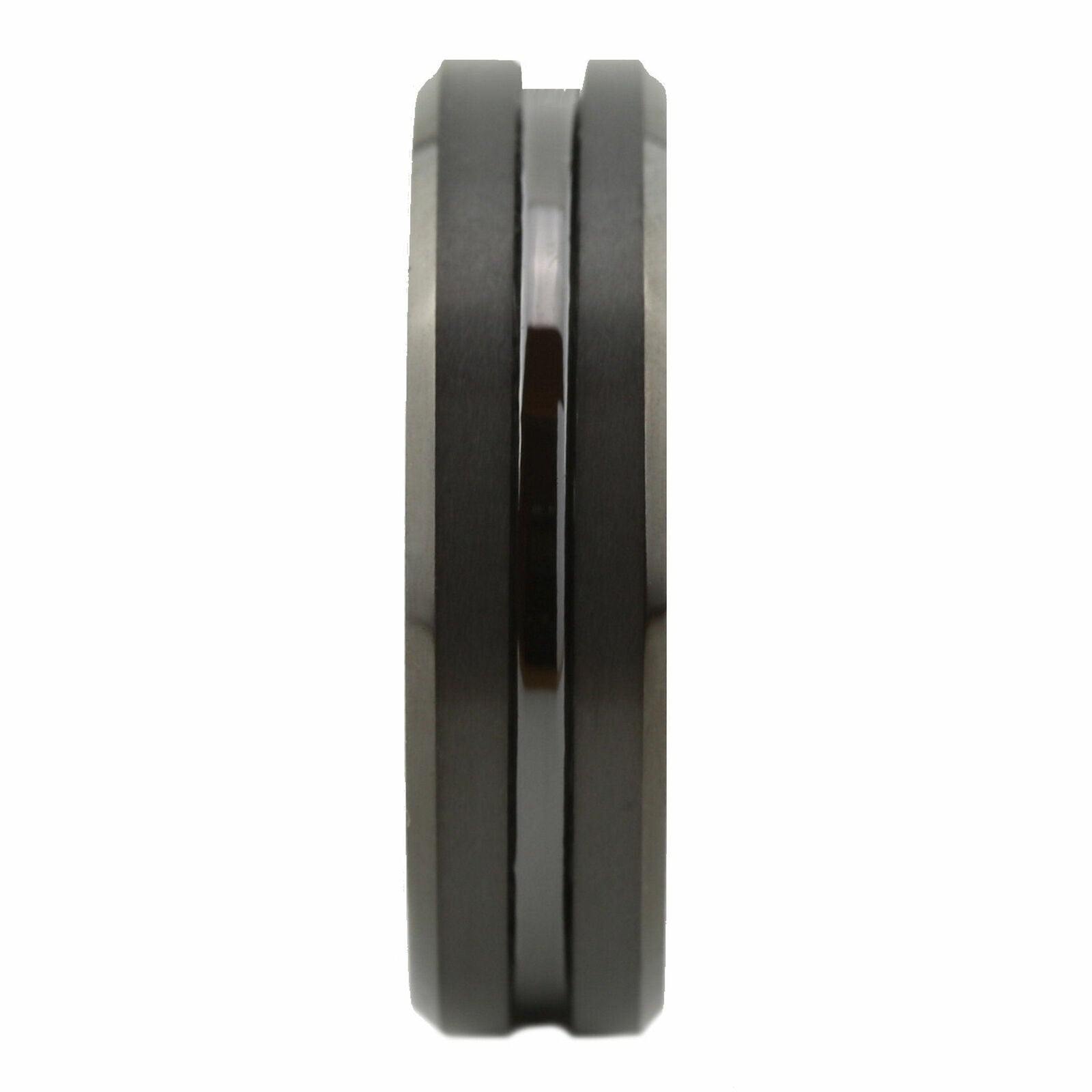 Tungsten Carbide 6mm or 8mm Wedding Band Center Grooved Black Plated Ring