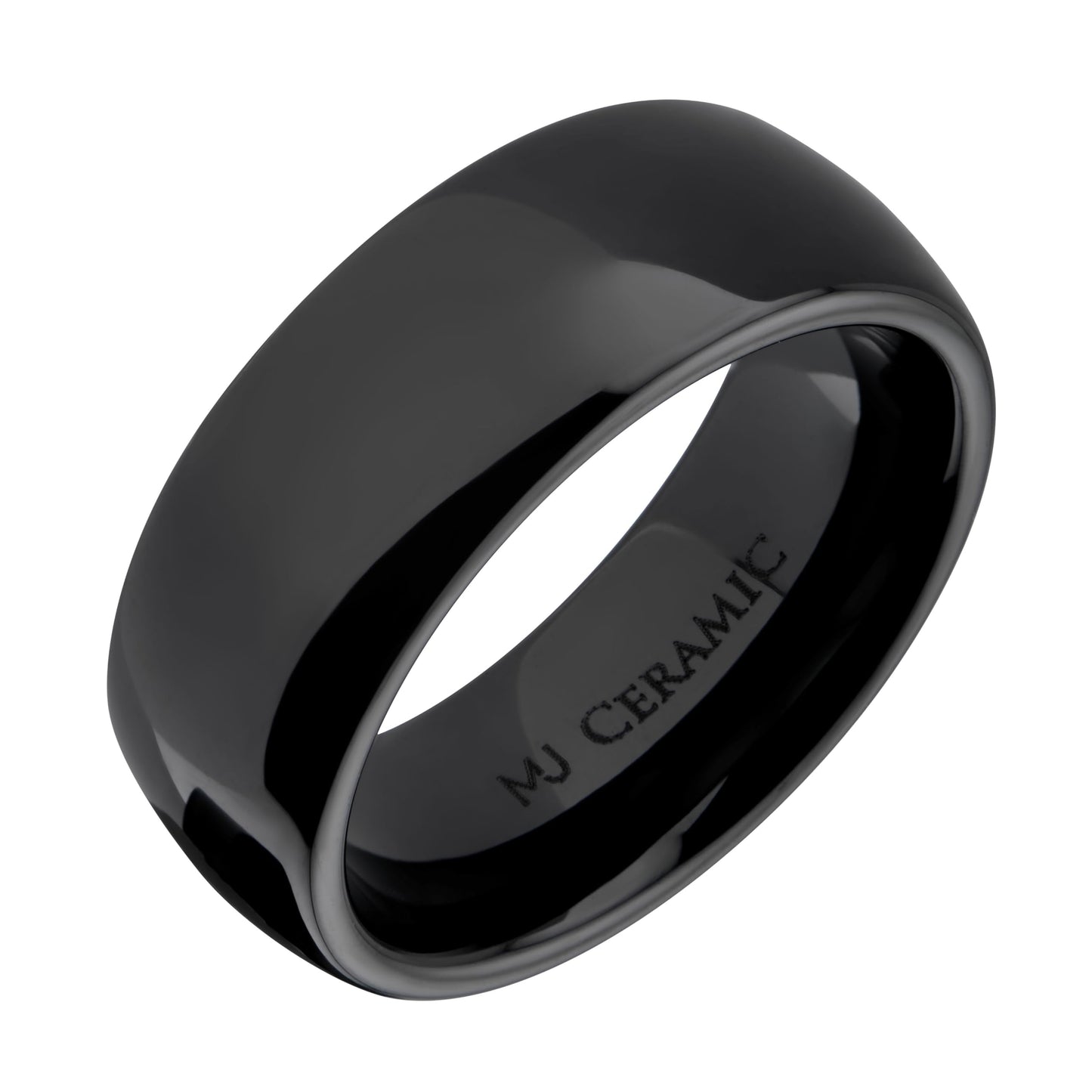 Classic Black Ceramic Wedding Band High Polish Comfort Fit Ring 3,4,6,8 &10mm