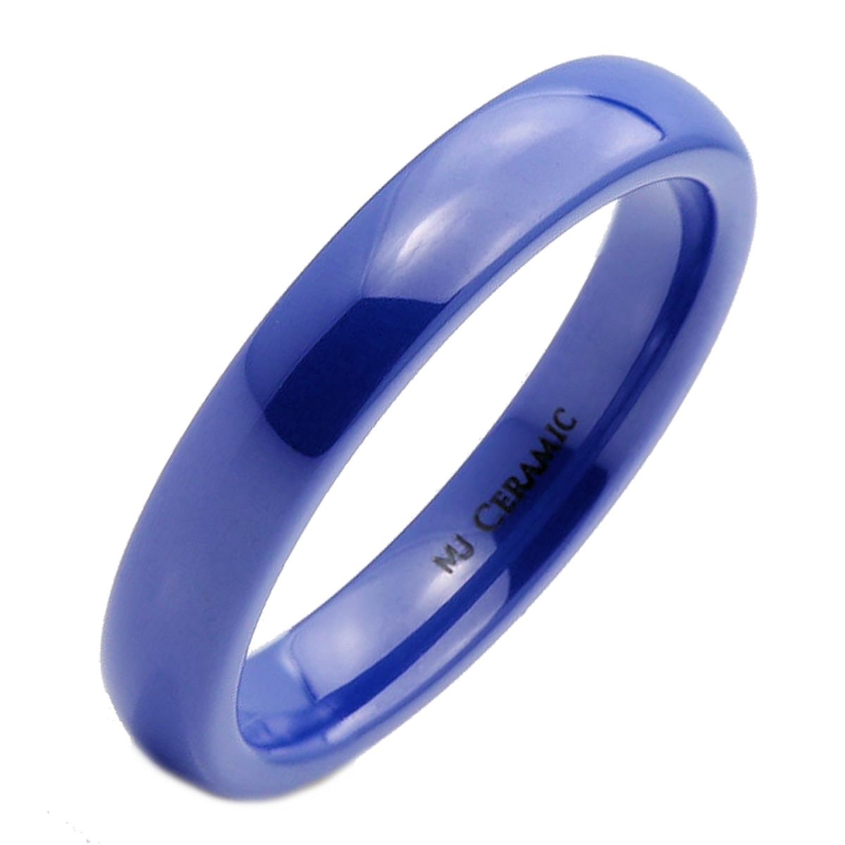 Classic Blue Ceramic Wedding Band High Polish Comfort Fit Ring Size 3 & 4mm