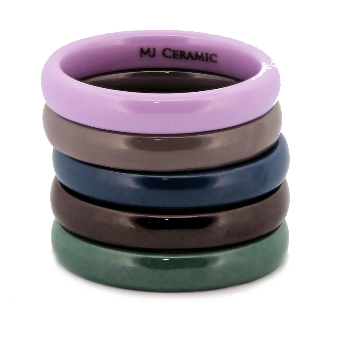 Classic Gray  Ceramic Wedding Band High Polish Comfort Fit Ring 4mm
