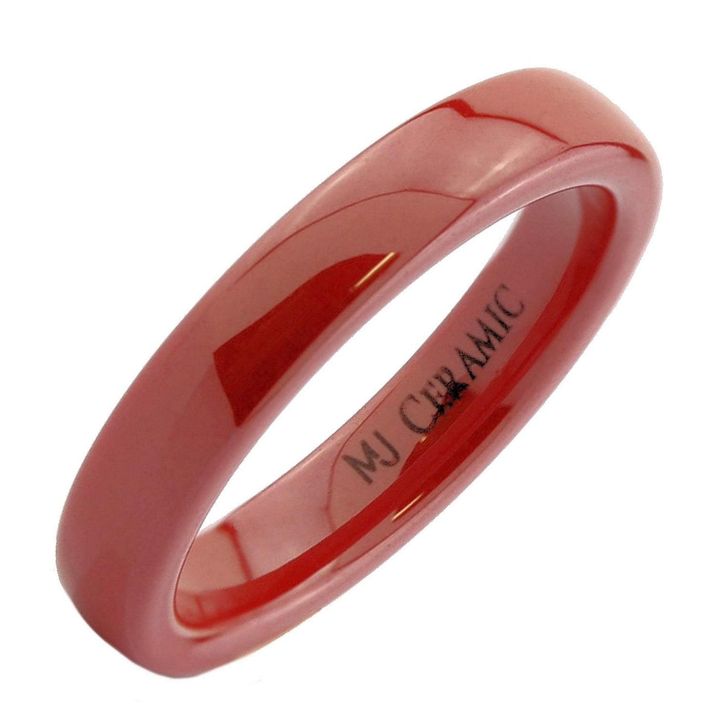 Classic Red  Ceramic Wedding Band High Polish Comfort Fit Ring 3,4 and 6mm