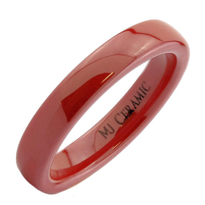 Classic Red  Ceramic Wedding Band High Polish Comfort Fit Ring 3,4 and 6mm