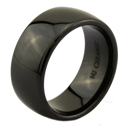 Classic Black Ceramic Wedding Band High Polish Comfort Fit Ring 3,4,6,8 &10mm