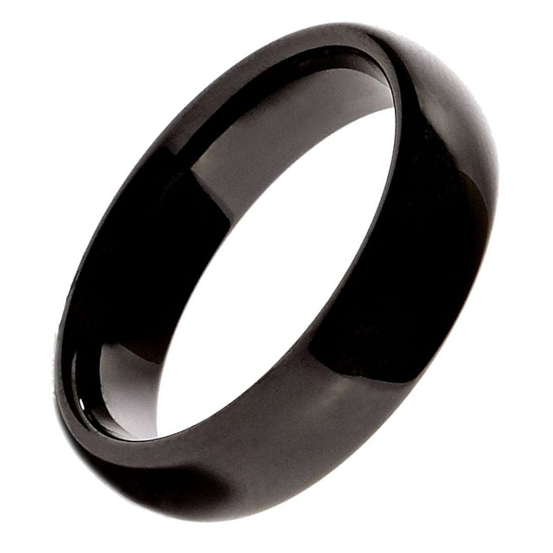 Classic Black Ceramic Wedding Band High Polish Comfort Fit Ring 3,4,6,8 &10mm