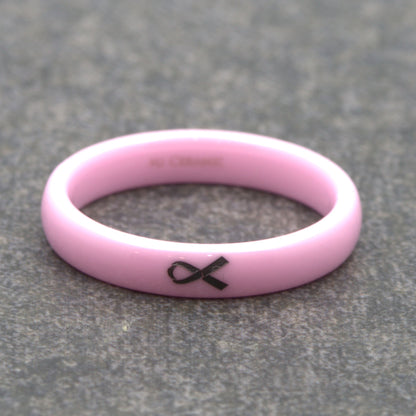 Pink Ceramic Cancer Awareness Ring made to order Comfort fit  3mm to 8mm widths