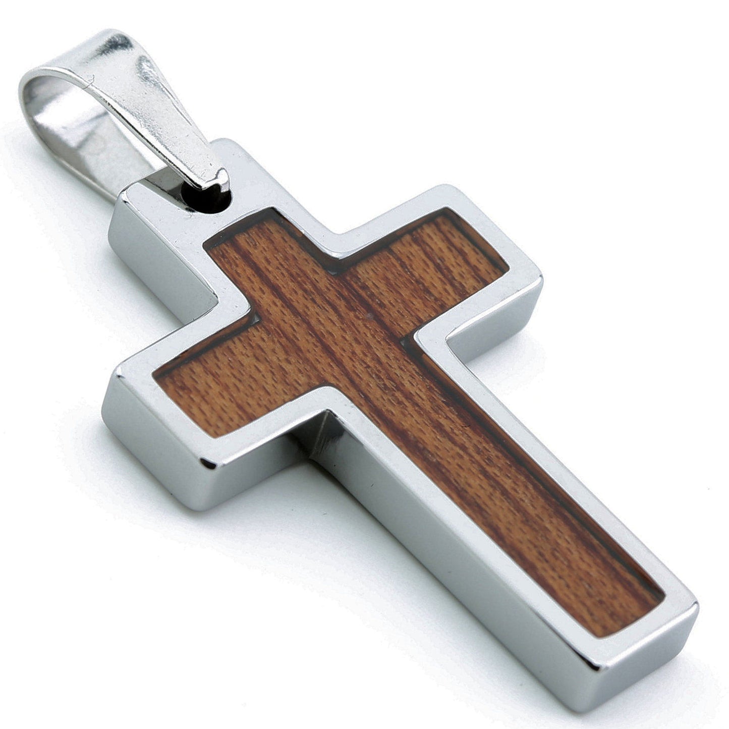 Tungsten Carbide Cross Gold Plated, Black Plated or Polished with Different Inlays and Stainless Steel Cuban necklace