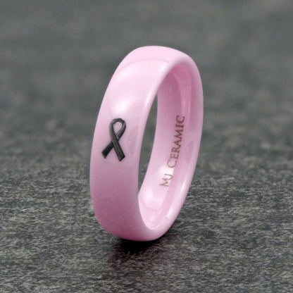 Pink Ceramic Cancer Awareness Ring made to order Comfort fit  3mm to 8mm widths