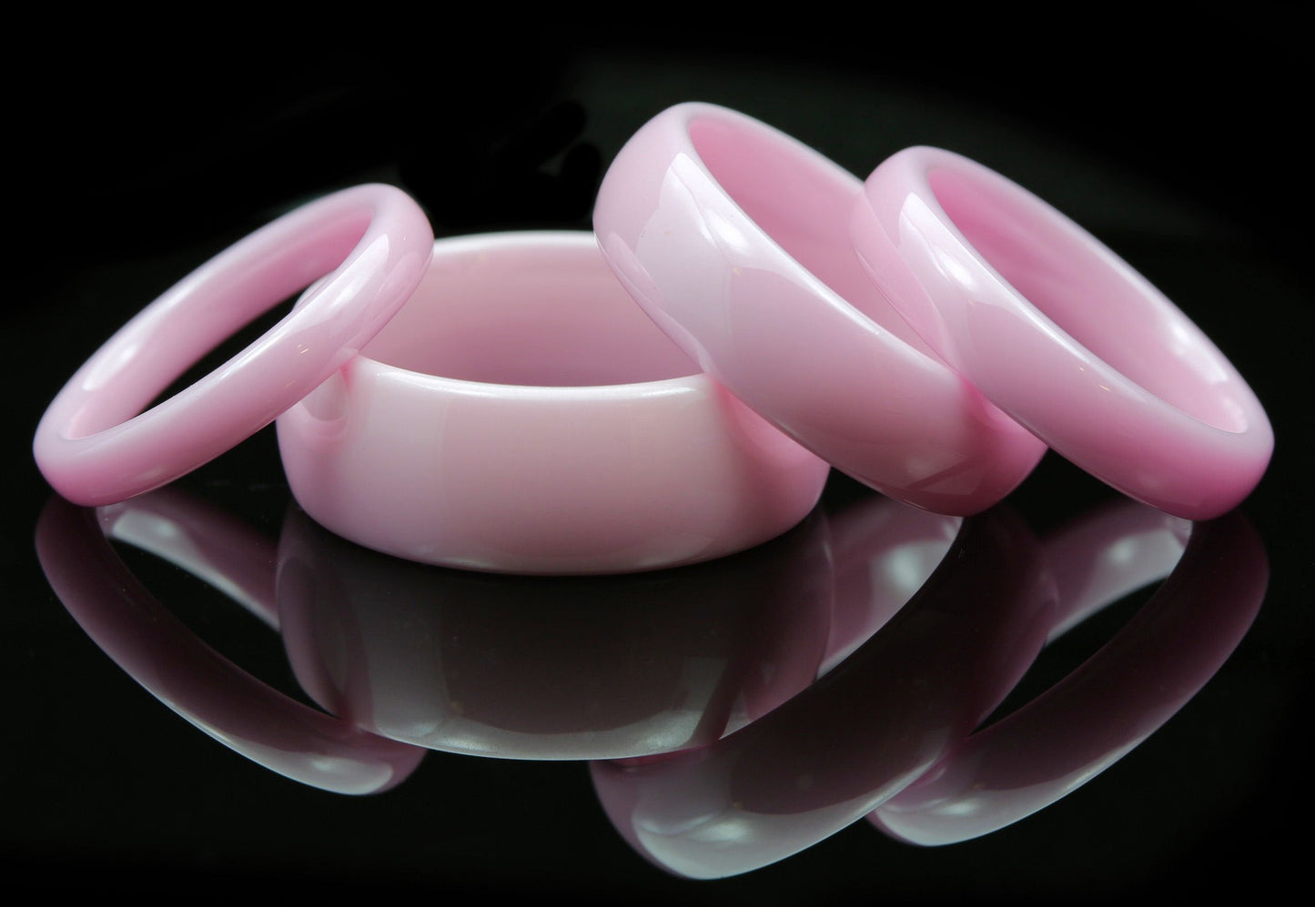 Classic Pink Ceramic Wedding Band High Polish Comfort Fit Ring 3,4,6 and 8mm