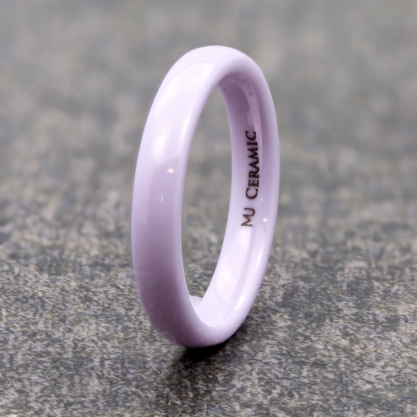 Classic Purple  Ceramic Wedding Band High Polish Comfort Fit Ring 4mm