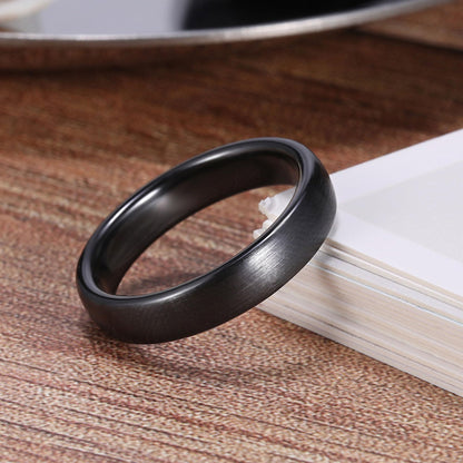 Brushed Black Ceramic Wedding Ring Classic Domed Comfort Fit Band 6mm