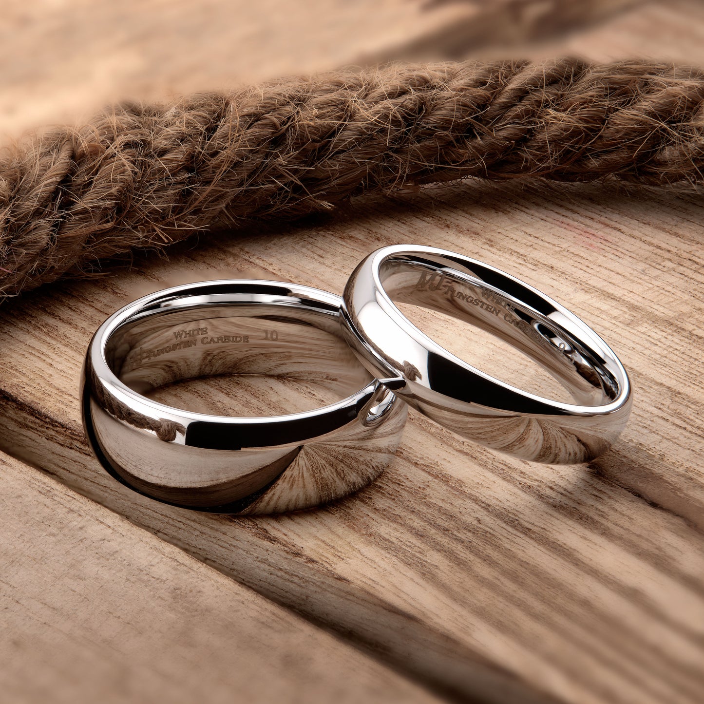 Classic Mirror polished White Tungsten Carbide Ring Comfort fit wedding band