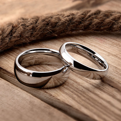 Classic Mirror polished White Tungsten Carbide Ring Comfort fit wedding band