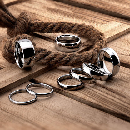 Classic Mirror polished White Tungsten Carbide Ring Comfort fit wedding band