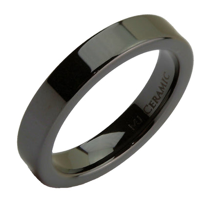 Black or White Ceramic 4mm, 6mm, 8mm or 10mm Wedding Band Flat Pipe Cut High Polished Ring