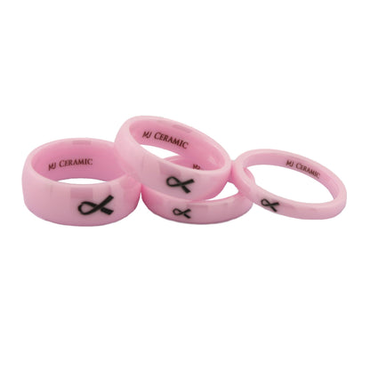 Pink Ceramic Cancer Awareness Ring made to order Comfort fit  3mm to 8mm widths