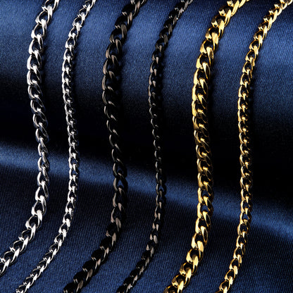 Tungsten Carbide Cross Gold Plated, Black Plated or Polished with Different Inlays and Stainless Steel Cuban necklace