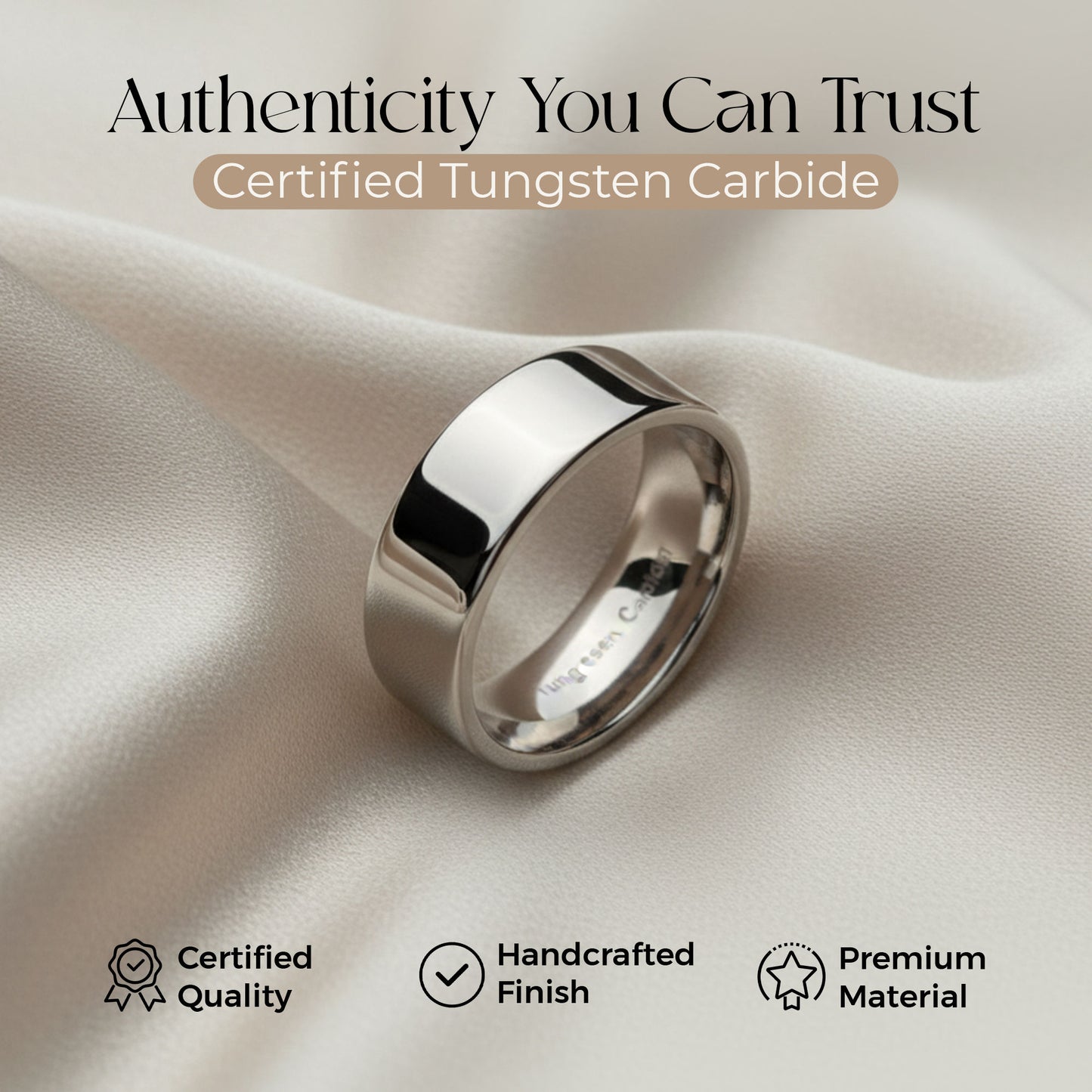 Pipe Cut Tungsten Carbide Mirror Polished Ring Band Size 3mm 4mm 6mm 8mm Comfort Fit