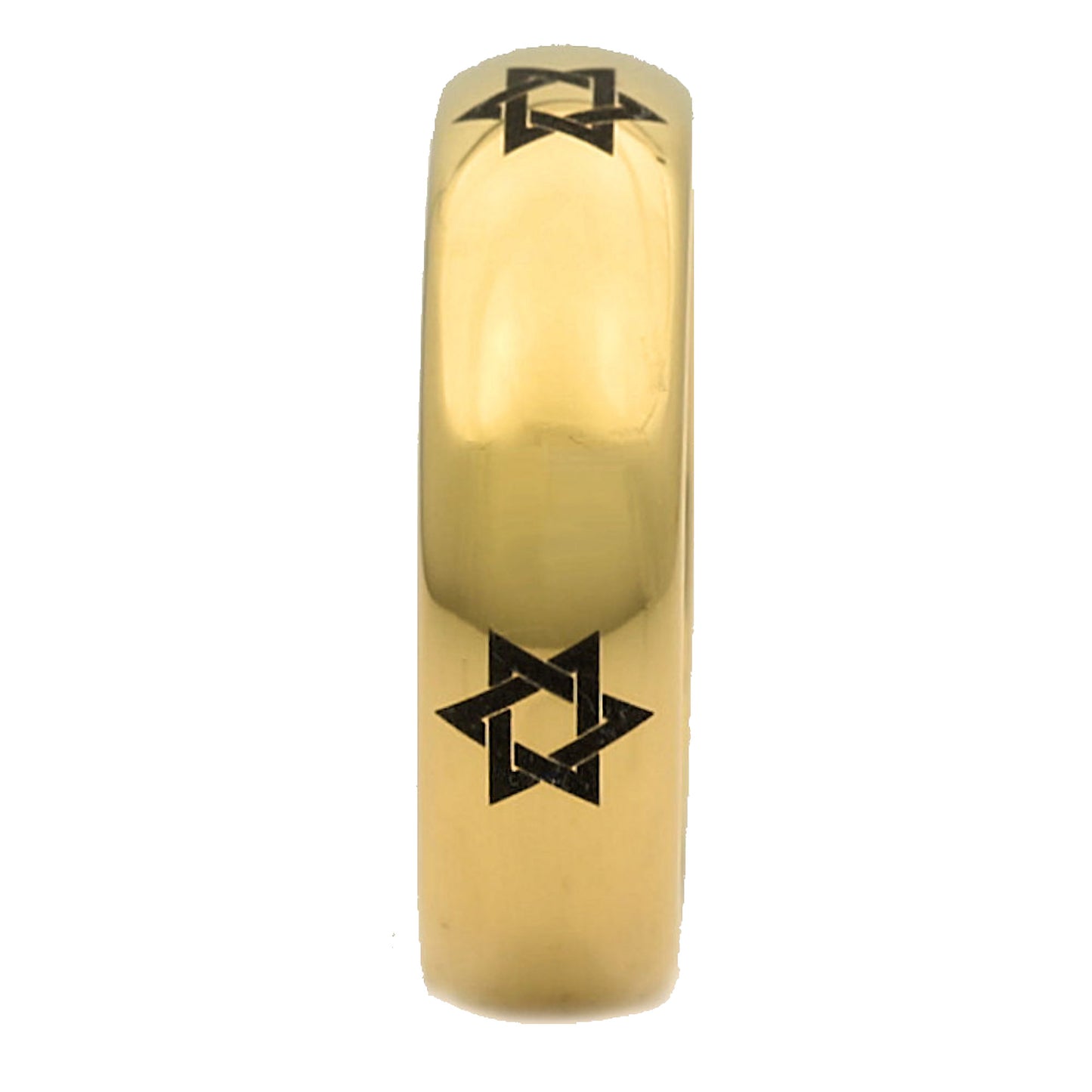 Star fo David ring 6mm polished White Tungsten Carbide Band unique Made to order