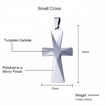 Tungsten Carbide Cross Pendants 16"-28" Stainless Steel Cuban Chain