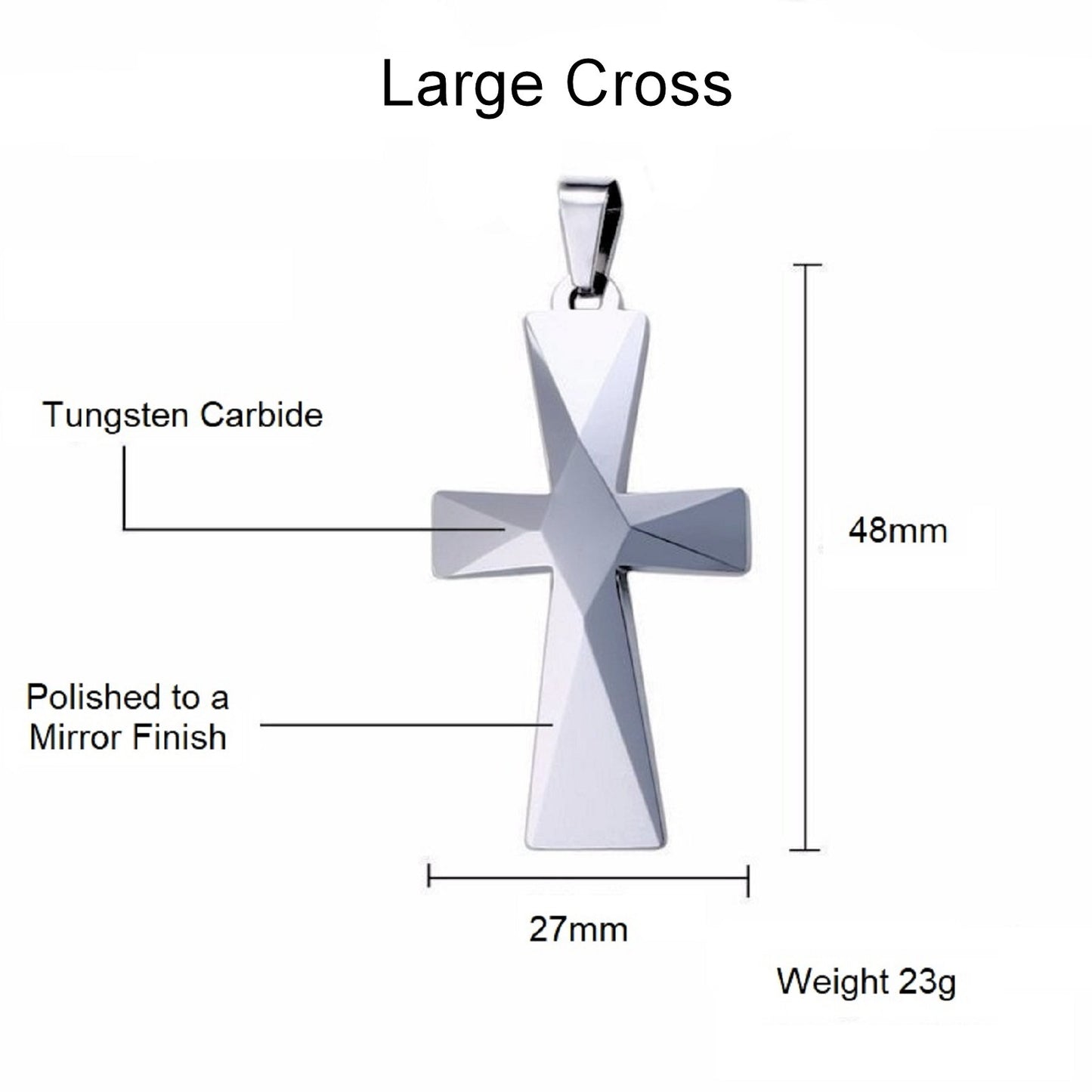 Tungsten Carbide Cross Pendants 16"-28" Stainless Steel Cuban Chain