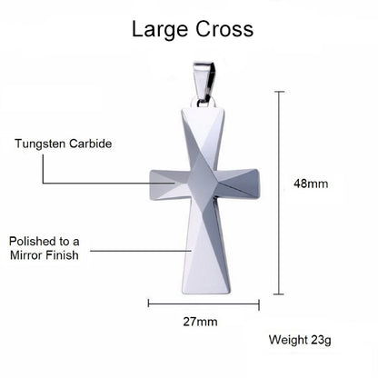 Tungsten Carbide Cross Pendants 16"-28" Stainless Steel Cuban Chain