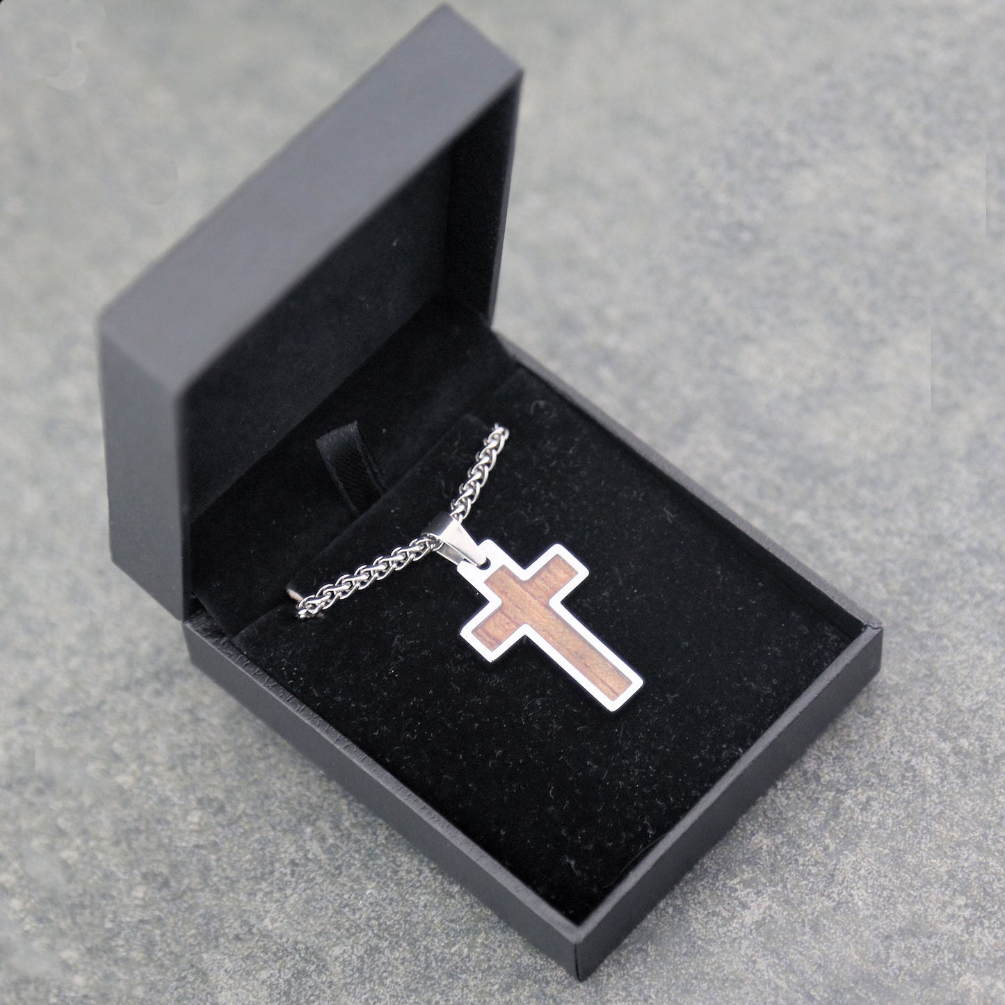 Tungsten Carbide Cross Gold Plated, Black Plated or Polished with Different Inlays and Stainless Steel Cuban necklace
