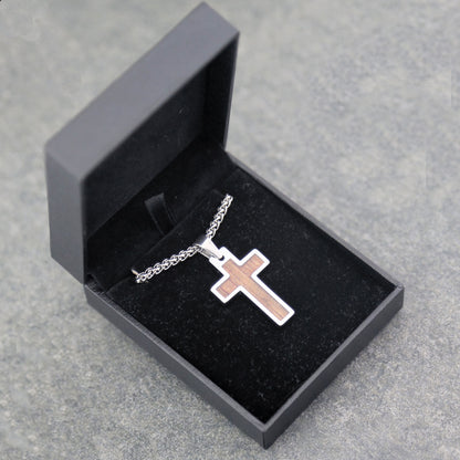 Tungsten Carbide Cross Gold Plated, Black Plated or Polished with Different Inlays and Stainless Steel Cuban necklace