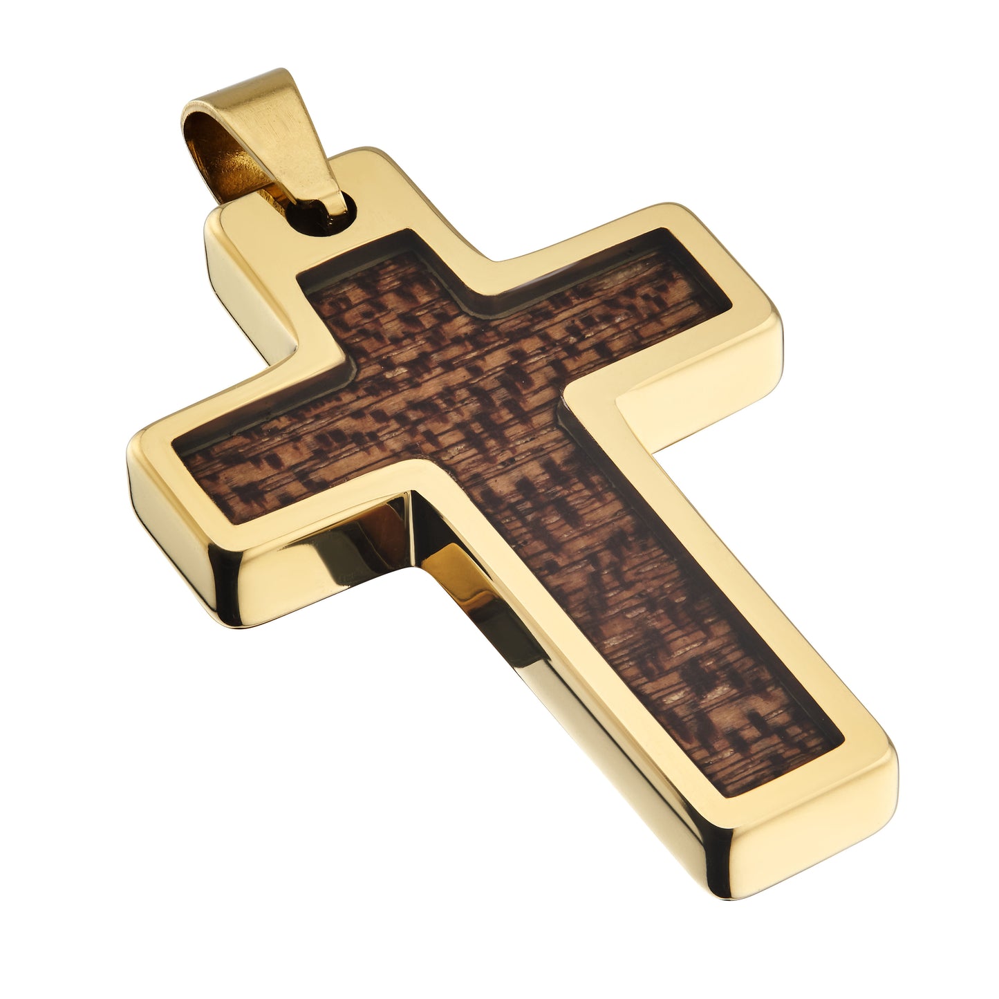 Tungsten Carbide Cross Gold Plated, Black Plated or Polished with Different Inlays and Stainless Steel Cuban necklace